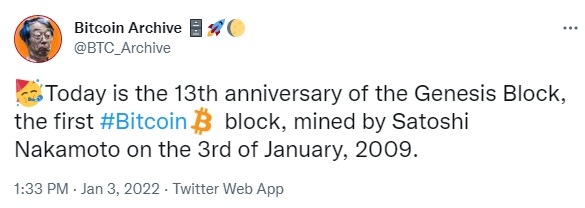 Bitcoin Genesis Block anniversary