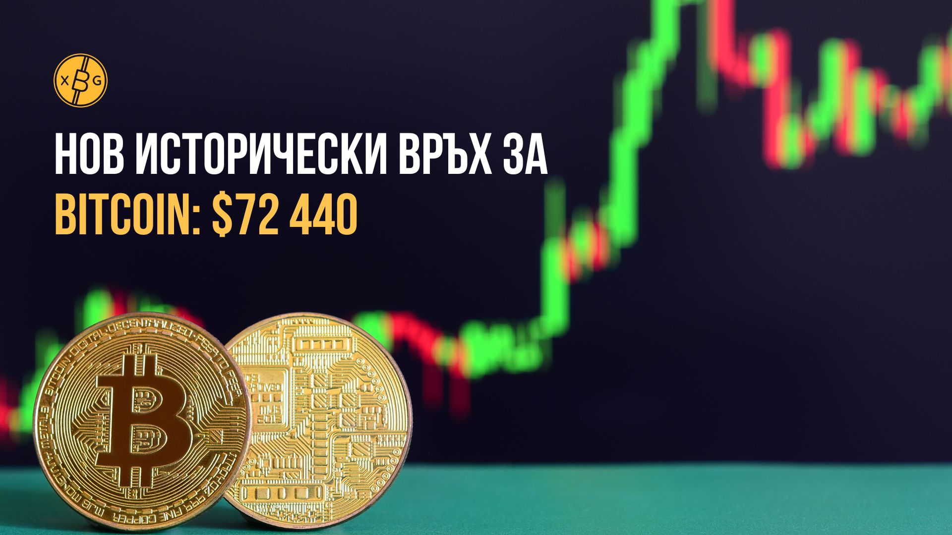 Биткойн монети лого ATH връх ценова графика xChange.bg